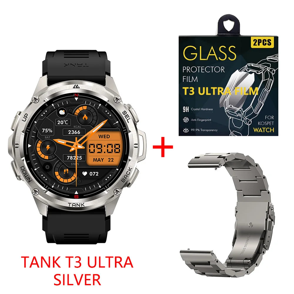 2025 Original KOSPET TANK T3 Ultra GPS Smart Watch for Men Rugged Smartwatch 470mAh Fitness AMOLED Bluetooth Electronic Watches