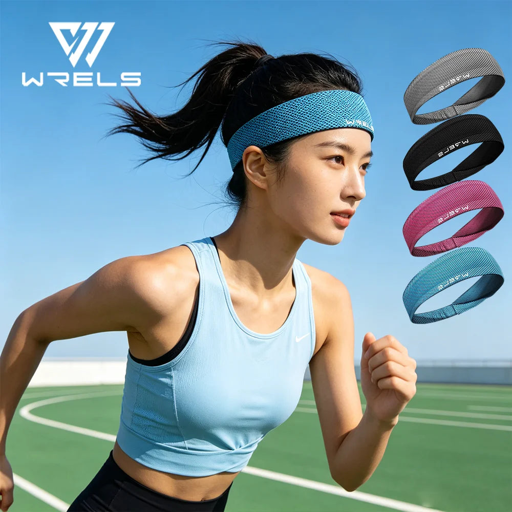 WRELS Sports Headband Sweatband Stretch Elastic Gym Fitness Running Yoga Headwrap Sweat Absorbing Breathable Jog Headband