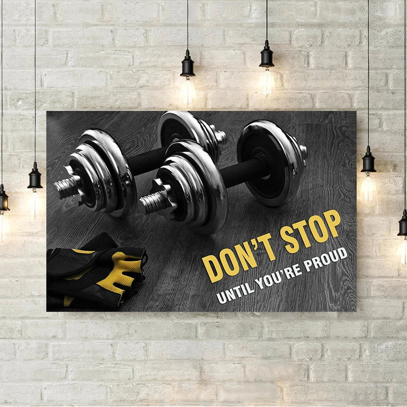 Gym Dumbbells Barbell Canvas Painting Print Fitness Studio Poster Motivational Wall Art Picture for Living Room Home Decor