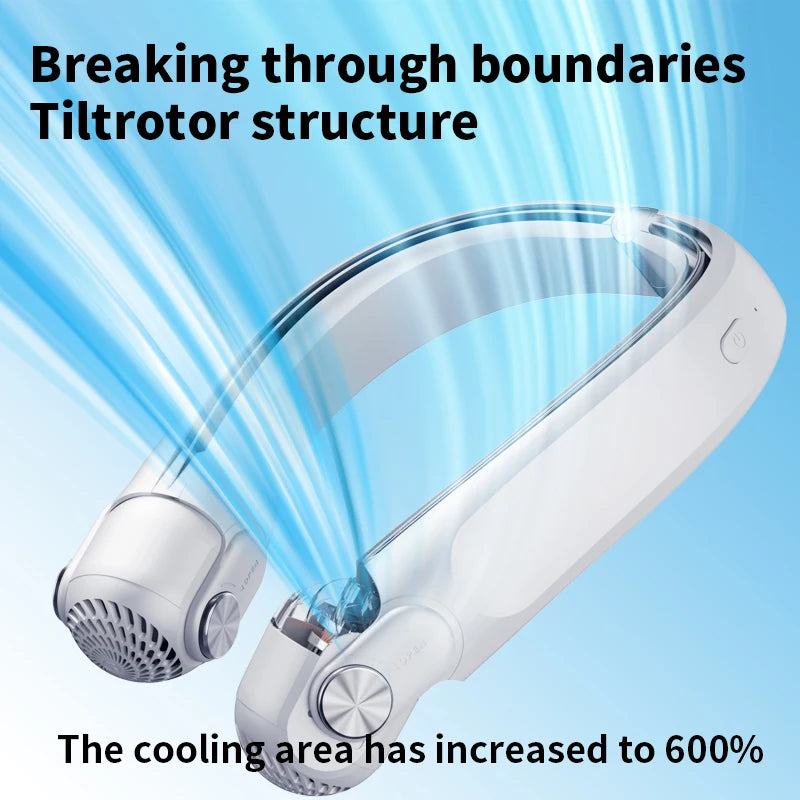 USB Rechargeable Neck Hanging Fan, Adjustable Bladeless Turbo Portable Cooling Fan, Rotor Design for Dorm Home Outdoor Travel