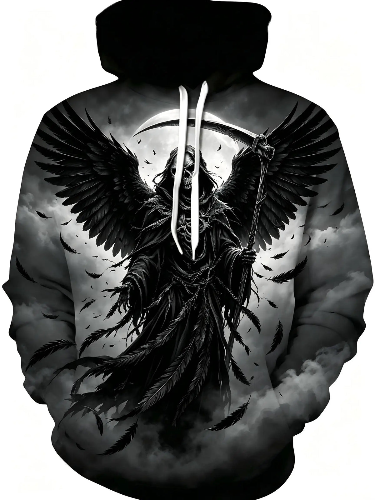 European and American Men's Autumn Halloween Skeleton Wing Printed Soft and Comfortable Hoodie Outdoor City Street Style Top