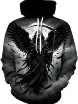 European and American Men's Autumn Halloween Skeleton Wing Printed Soft and Comfortable Hoodie Outdoor City Street Style Top