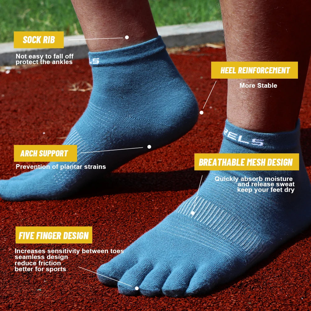WRELS 1/3pairs Toe Sock for Men and Women Coolmax Five Finger Running Riding Cycling Basketball Sport Moisture Wicking Socks