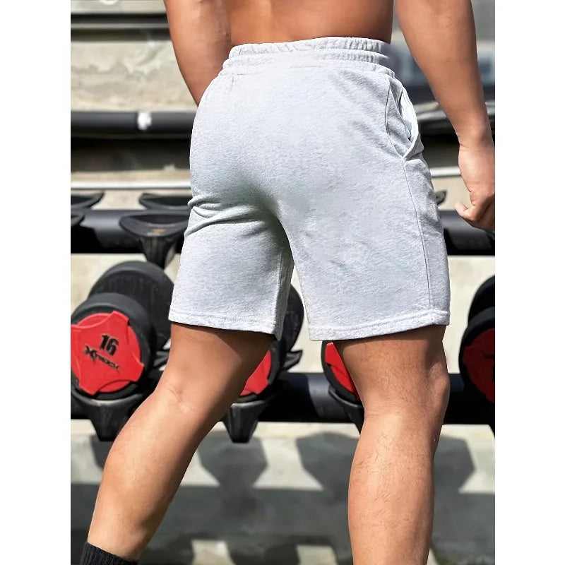 Comfortable cotton shorts men's casual micro-elastic elastic belt drawstring shorts fitness training comfortable and fashionable