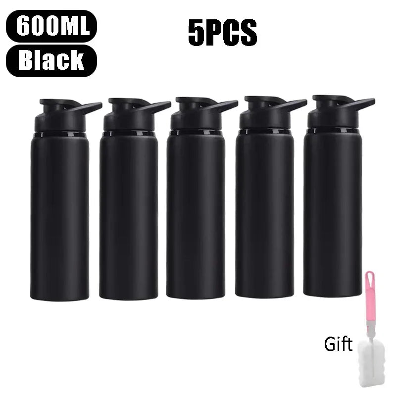 Metal Sports Bottles with Snap Lid Portable Bike Water Bottle Reusable Travel Bottles with Handle Bulk Pack for Gym Hiking Sport
