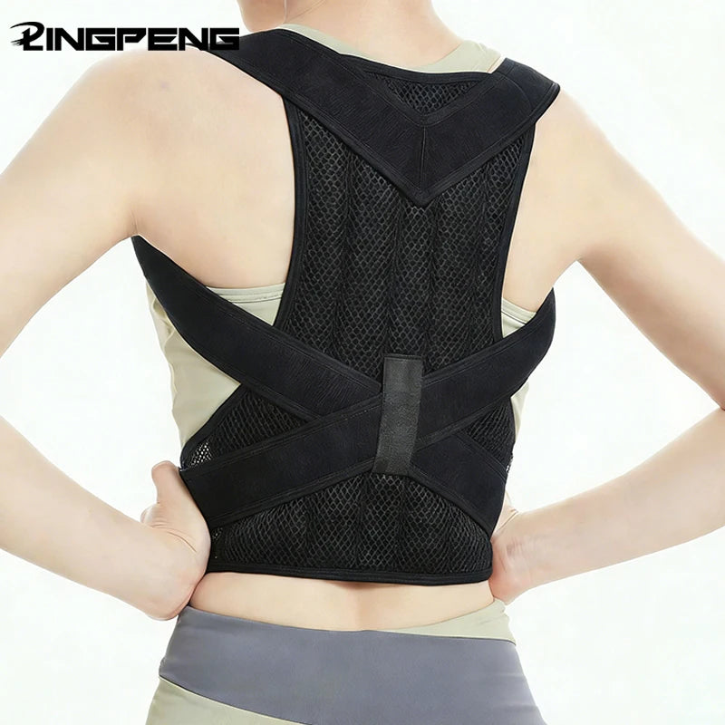 Reinforced Belt Lumbar Column Posture Corrector Vest Adjustable Back Support Strap Shoulder Spine Brace Neck Stretcher Trainer