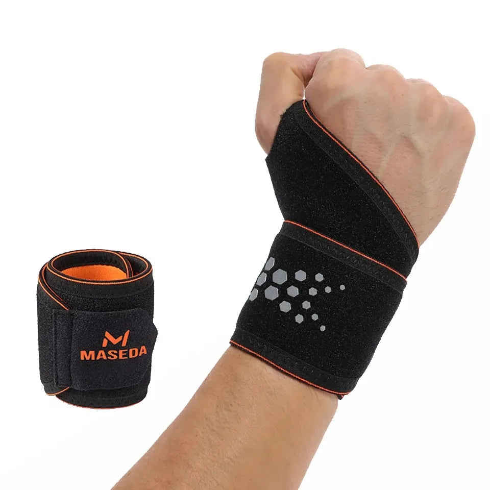 1pc Adjustable Wrist Strap Sports Wrist Support Brace Black Weightlifting Wristband For Men & Women Badminton Tennis Gym