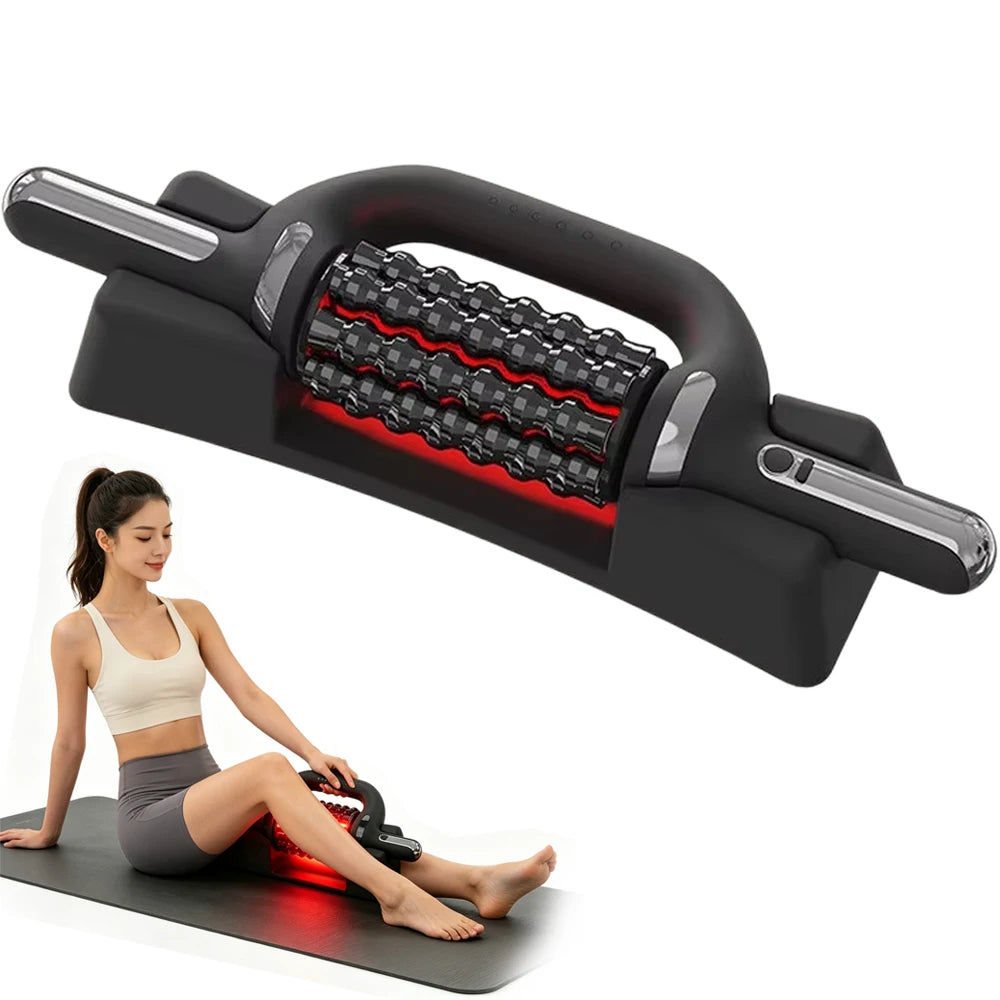 Red Light Electric Roller Massage Stick Infrared Deep Muscle Relaxation Pain Relief Impactor For Post Workout Fitness