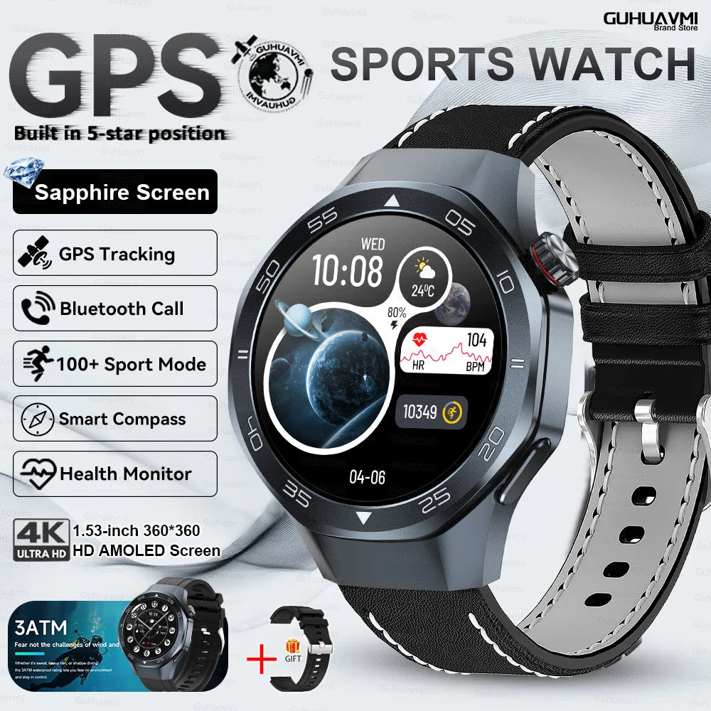 New Watch 6 Pro SmartWatch Built-in GPS Bluetooth Call Heart Rate 3ATM Waterproof  1.53