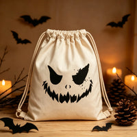 Halloween Scary Pumpkin Face Drawstring Bag Spooky Ghost Print Sack Trick Or Treat Gift Pouch Fall Party Favor Storage Sack