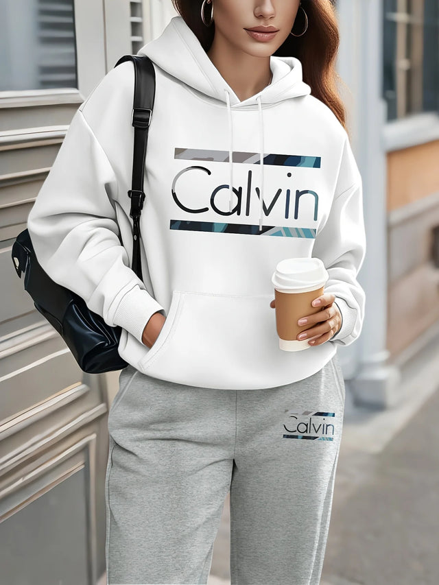 Letter Printed Women's Tracksuit Quality Two Piece Set for Women Fashion Jogging Sweatshirt Suit Drawstring Sports Daily Hooded
