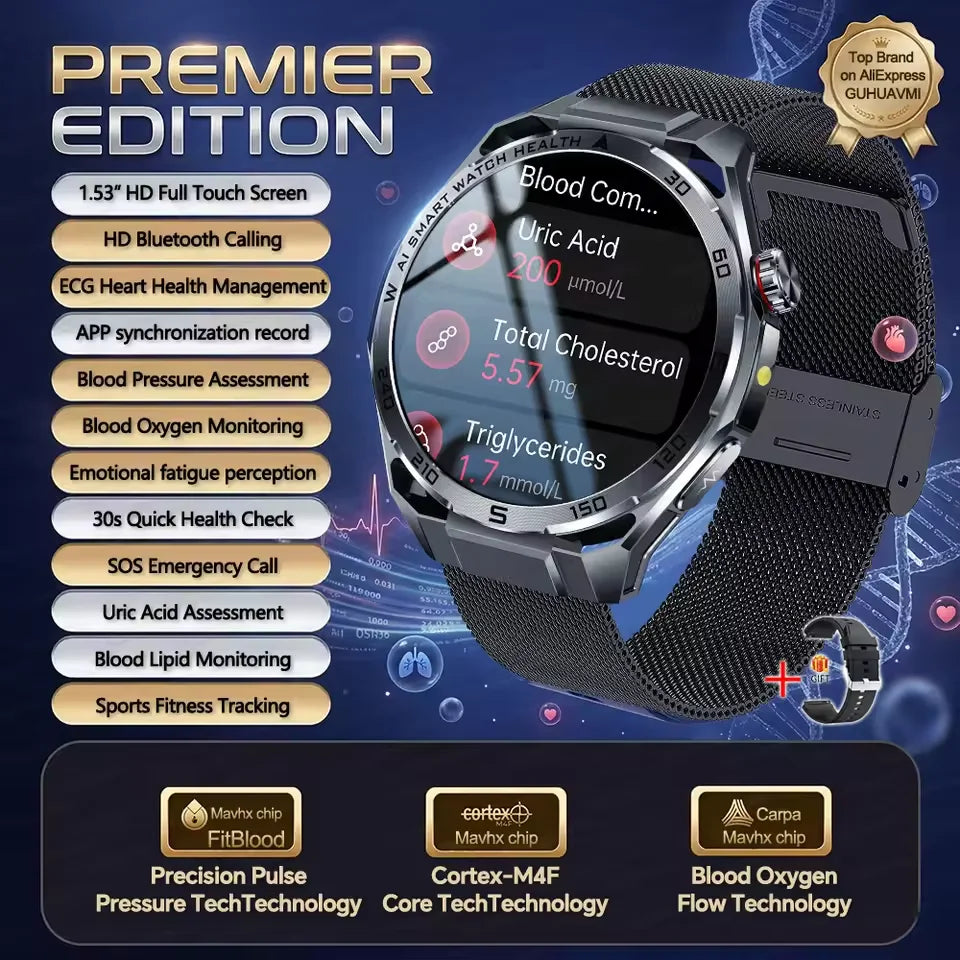 2026New Smart Watch Men ECG+HRV Blood Composition Body Analysis Bluetooth Call Waterproof  Health Smartwatch For Android IOS Men