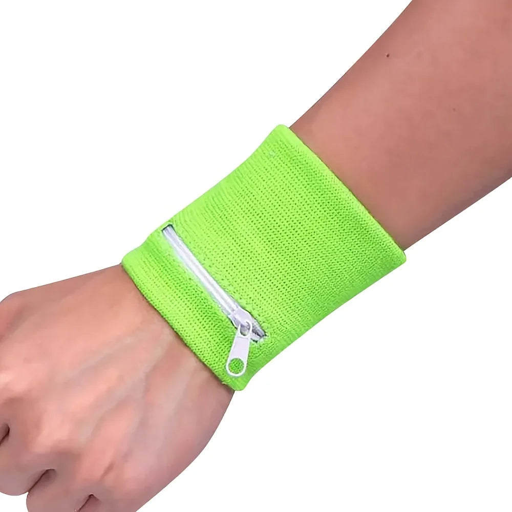 Wrist Wallet, Wrist Sweatband with Zipper Breathable Wristbands Ankle Wallet Coin Keys Storage Pouch Pocket