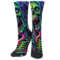 Halloween Hip-Hop Streetwear Novelty Neon Skull Crew Socks Comfortable Breathable Party Crazy Gift Sports Daily Casual Wear