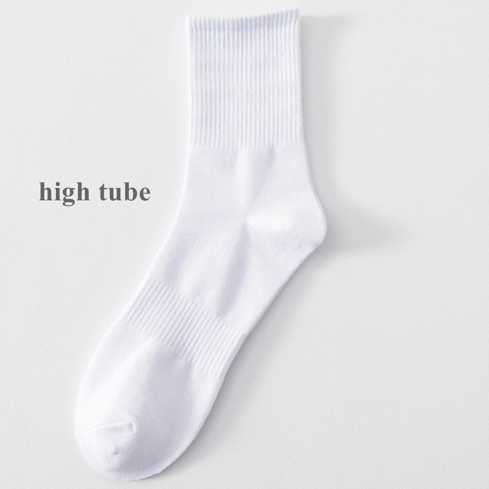 6 Pairs Plus Size EUR45-50 Men Socks High Quality Cotton Ankle Socks Black White Grey Crew Socks Sports