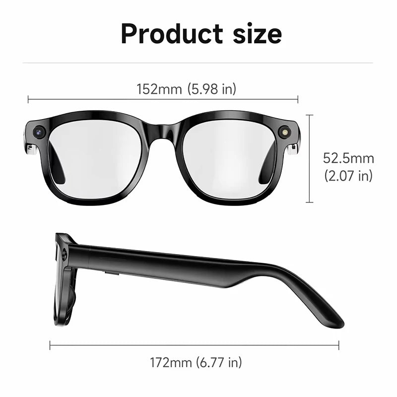 AI Smart Translation Glasses Real-time Translator Bluetooth 5.3 Calling HD Lens 240mAh Battery Lightweight Unisex