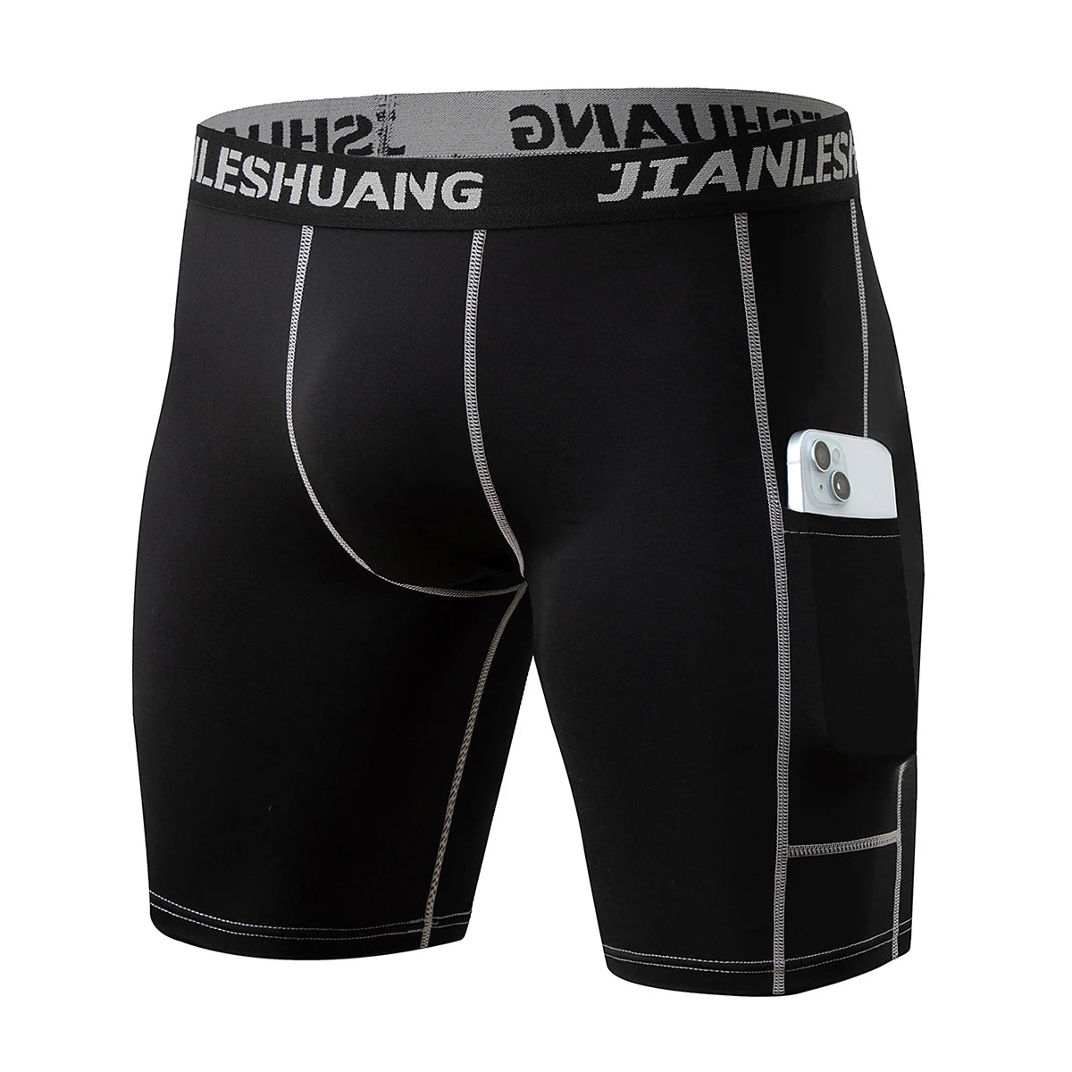 5-piece Set Of Men's Four Season Solid Color Line Underwear Comfortable Elastic Waist Sports Cycling Pants Outer Pocket Shorts