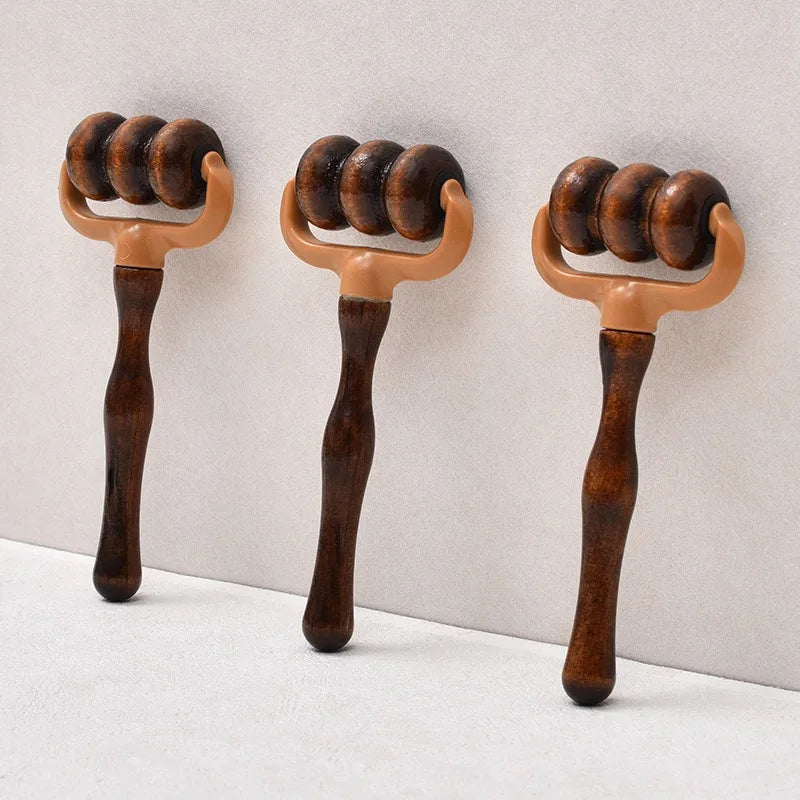 Wooden Massage Roller | Handheld Muscle Relief for Neck, Shoulders, Head | Promotes Circulation | Home & Office Use