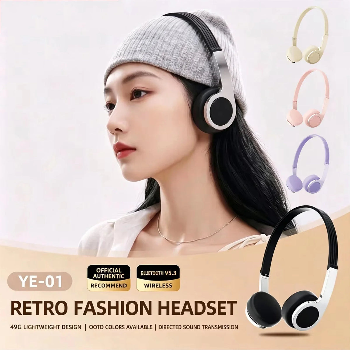 New Retro Compact Over-Ear Bluetooth Headphones Perfect for Photos with Wireless Bluetooth Headphones in Macaron Colors