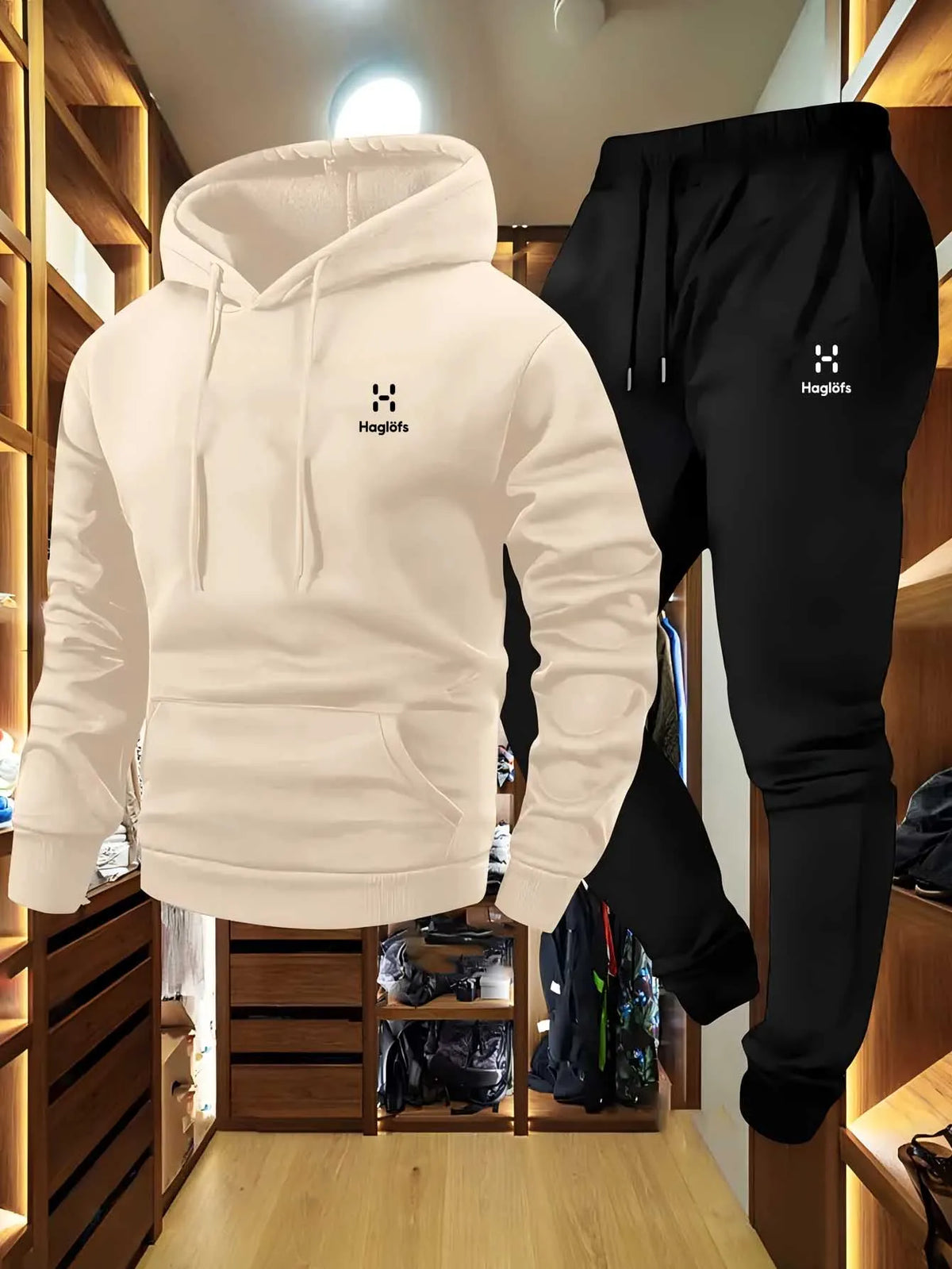 Soft Comfortable Fabric Men's Autumn Winter Casual Two-Piece Hoodie Sweatshirt Long Pants Suit with Pockets Regular Fit Outdoor