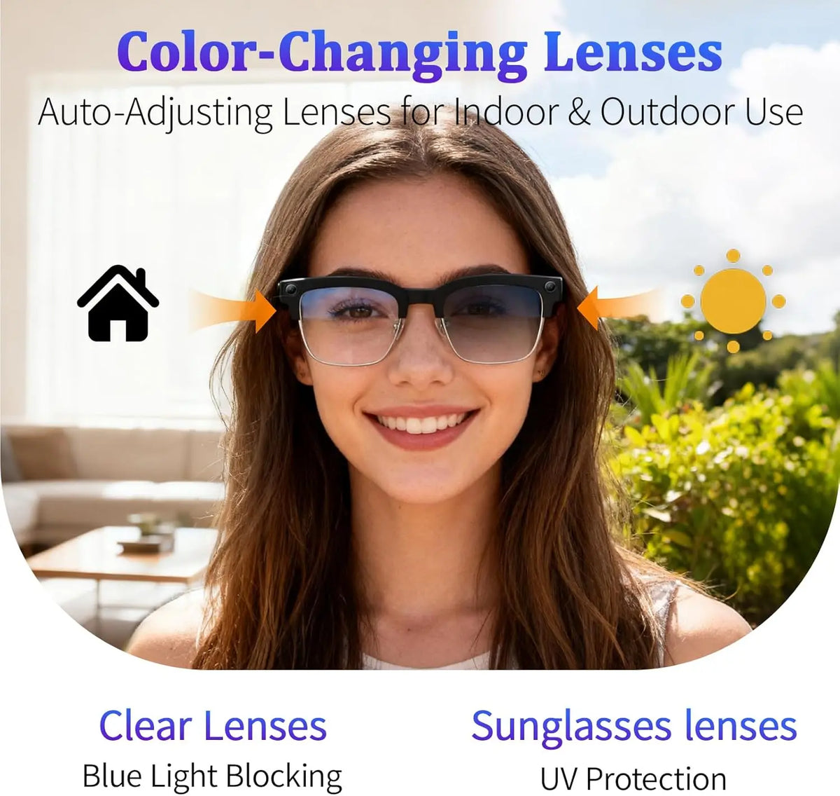 New Business 4K HD Color Change AI Smart Glasses 800W Pixel Camera 1080P Video AI Chat Music Player Call AI Sports Glasses Men