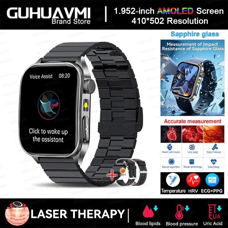 2026 New Non-Invasive Laser Treatment Three High Smart Watch  ECG+PPG Blood Fat Uric Acid Health Diagnosis Smart Watches For Man