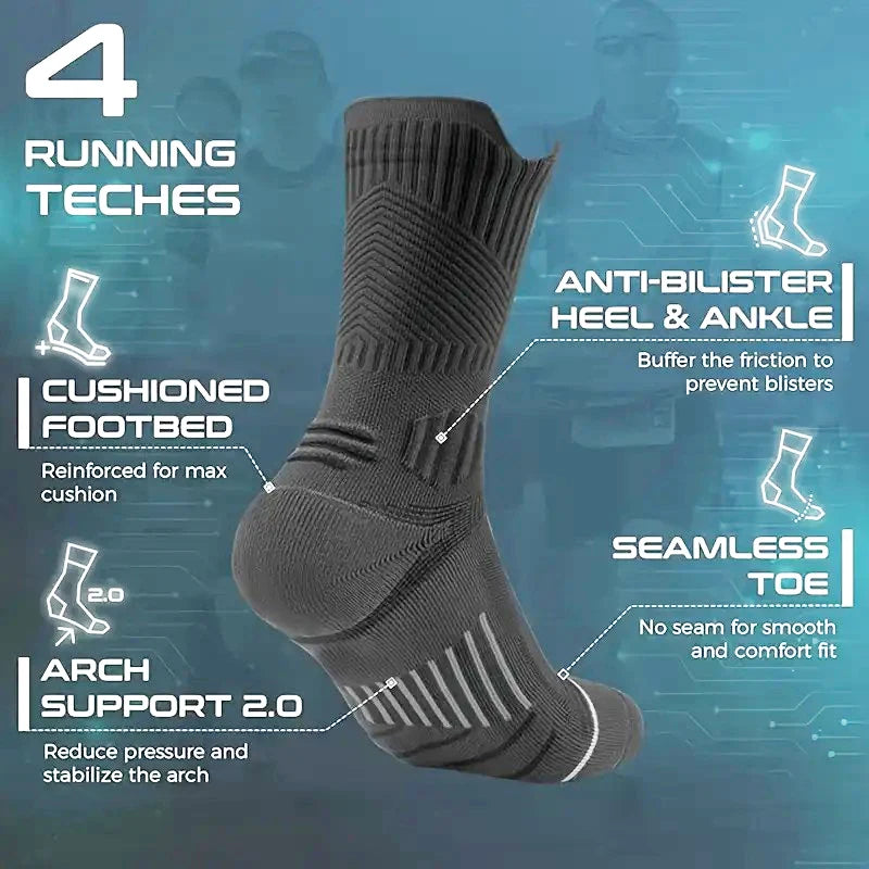 1/5 Pair Men Towel Bottom Basketball Sports Socks Anti Odor Sweat Absorbing Cushioning Shock Absorption All Season Running Socks