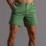2021 New Summer 100% Cotton Solid Shorts Men High Quality Casual Business Social Elastic Waist Men Shorts 10 Colors Beach Shorts