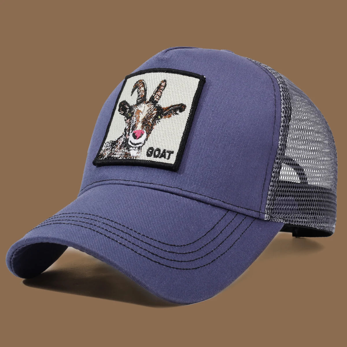 Unisex Trucker Cap with Goat Embroidery & Applique - Ideal for Daily Casual Wear, Sports and Travel