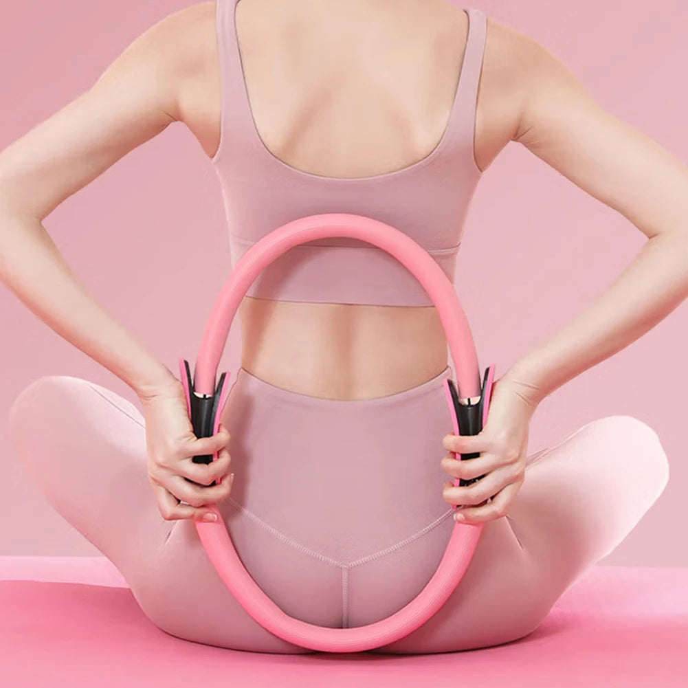 Pilates Ring Fitness Ring with Non Slip Handles Fitness Circle Flexible Resistance Exercise Equipment for Thighs Abs and Legs
