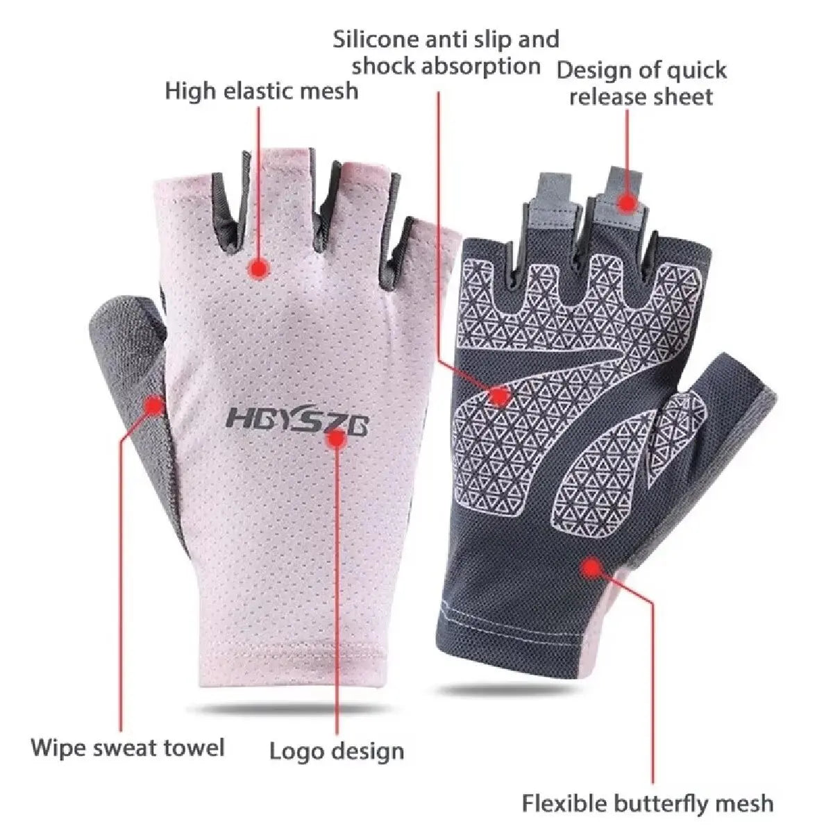 Professional Gym Fitness Breathable Anti-Slip Women Men Half Finger Summer Fishing Cycling Fingerless Gloves Female Bicycle Bike