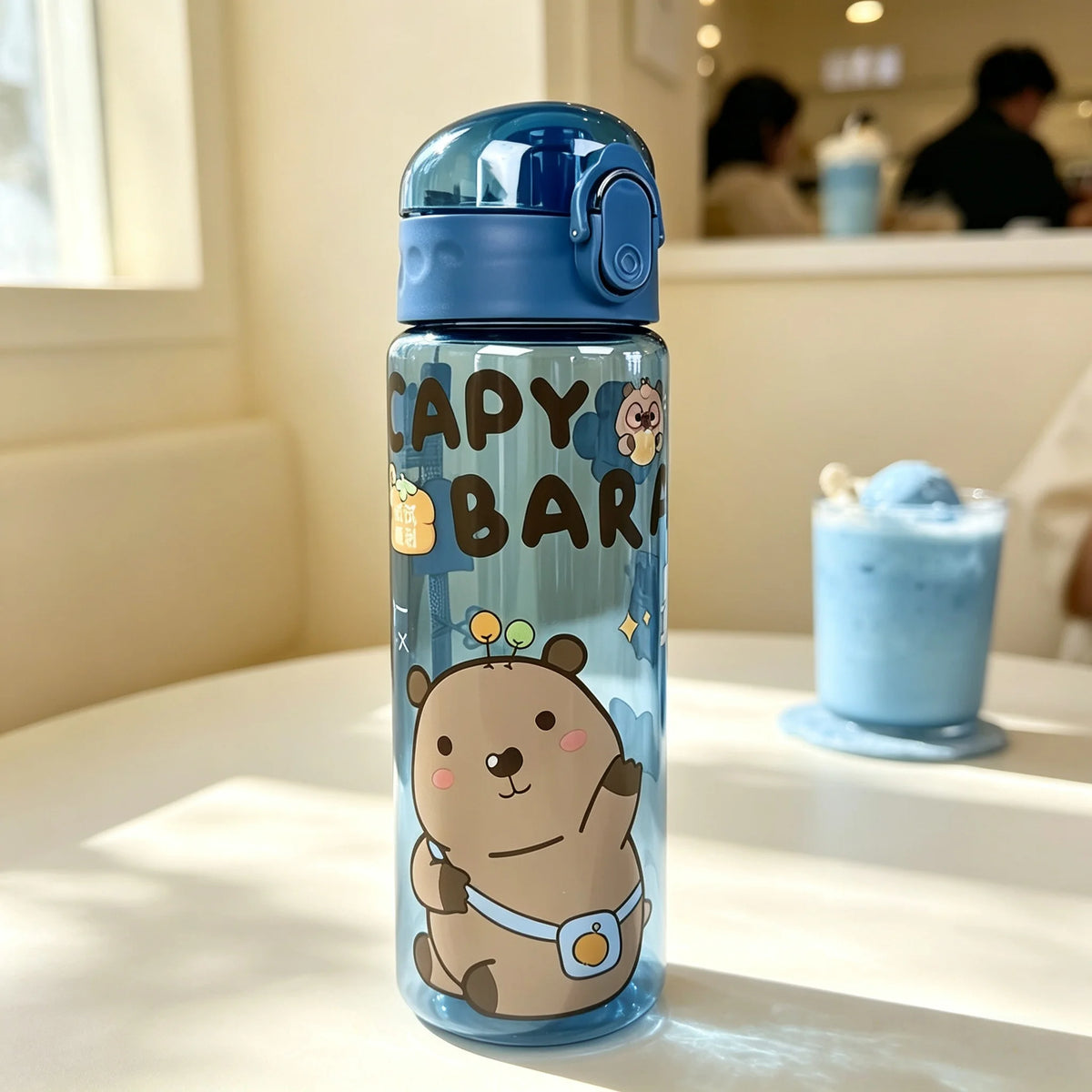Transparent Cool Astronaut Cartoon Water Bottle, Stylish High Appearance, Lightweight Leakproof Design with Lanyard，Gift，School