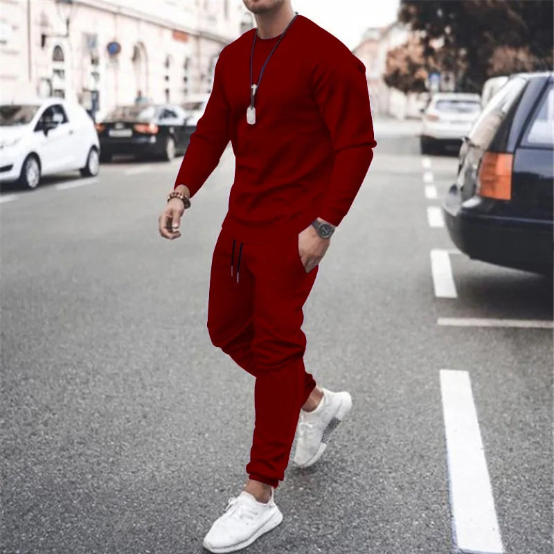Men's 2025 popular Two-Piece Jogger Sports Suit Warm Autumn Winter Tracksuit Set with Running Sweatshirt And Sweatpants