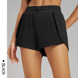 Stretch Outdoor Activities Gym Shorts for Summer Training Women's Quick Dry Sport Pleated Shorts with Hidden Pocket