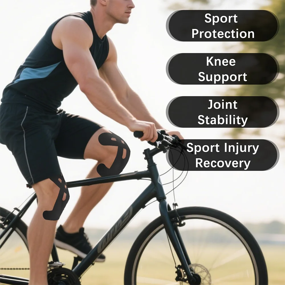 10pcs Kinesiology Tape for Knees, Knee Support & Stability, Knee Pain Relief Athletic Tape - Waterproof & Elastic, Breathable