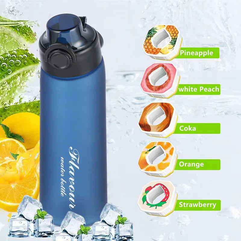 900ml Creative Crooked Neck Fruit Flavoured BPA Free Water Bottle Outdoor Sports Scent Gradient Bottle with 5 Random Flavors