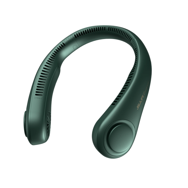 JISULIFE Portable Neck Fan, 4000mAh Battery Rechargeable, 5 Speeds Adjustable, Twistable Hands-Free Bladeless Neckband for Sport