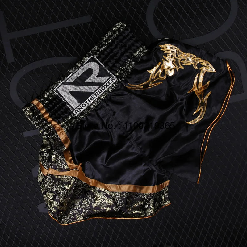 Tiger Muay Thai Shorts Satin Kick Boxing Shorts Mens Women Kids Gym Martial Arts MMA Training Clothes BJJ Fight Kickboxing Pants