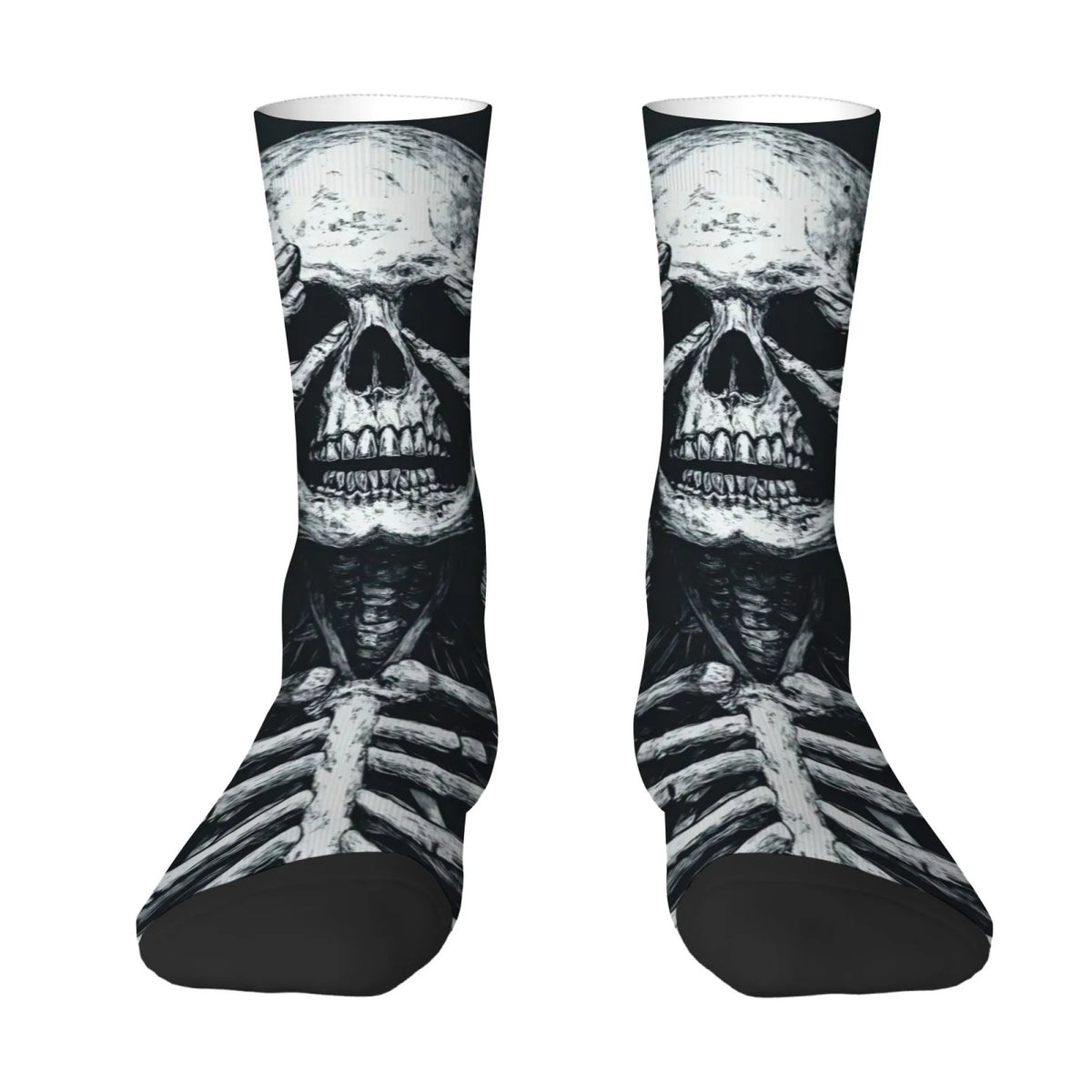 Dark Sketch Style Skull Socks Quick-drying Breathable Non-slip Men's Socks Travel Casual Running Trendy Novel Compression Socks