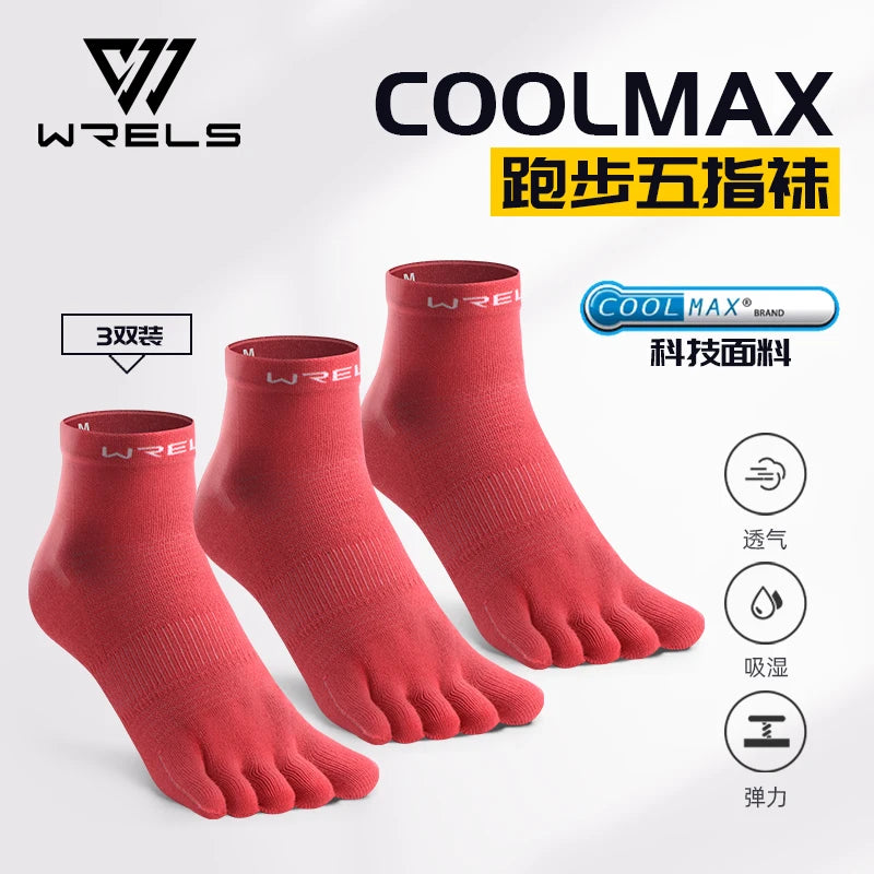 WRELS 1/3pairs Toe Sock for Men and Women Coolmax Five Finger Running Riding Cycling Basketball Sport Moisture Wicking Socks