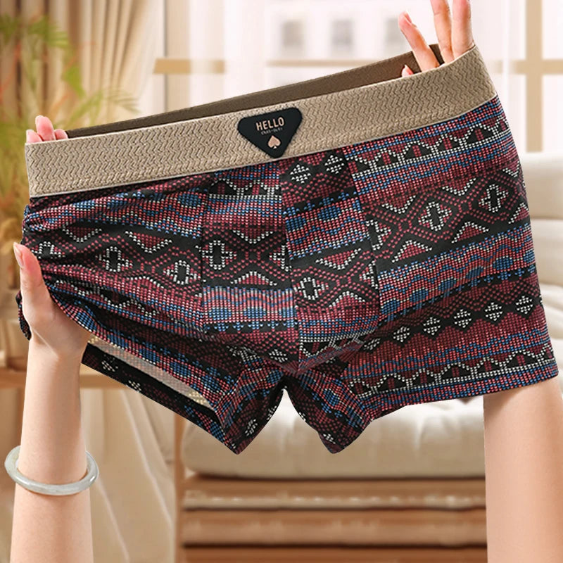 1/4pcs Pack Men Panties Cotton Underwear High Stretch Boxer Shorts Fashionable Sexy Men Underpant Plus Size L-4XL Breathable Men