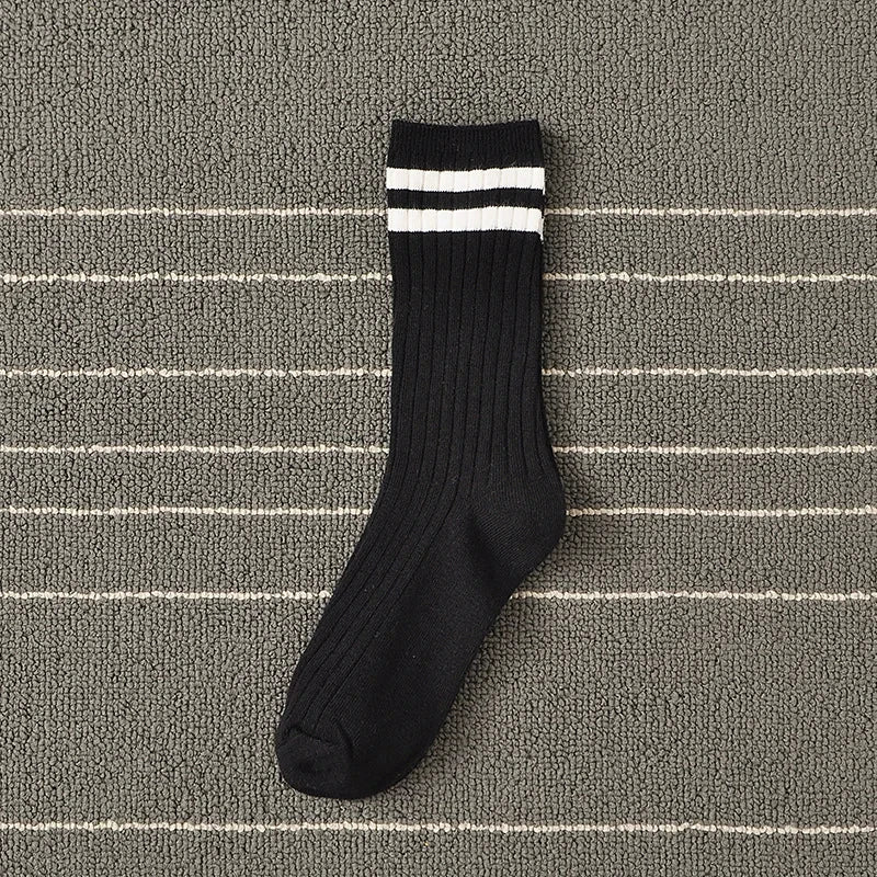 Socks Women Cotton Korean Japanese College Street Retro Style Ladies Classic Striped Long Crew Middle Tube Pile Socks Girls Gift