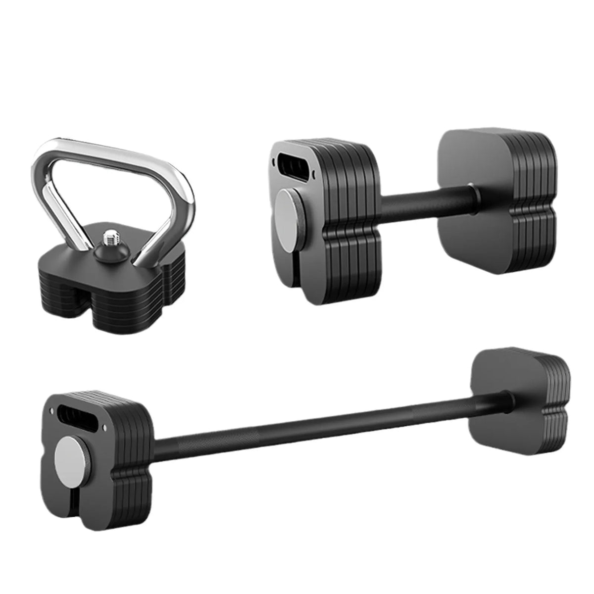 Men's Sports Fitness Pure Steel Adjustable Dumbbell Set Combination Set 4kg-49kg Quick Change 3-IN-ONE Kettlebells Barbells