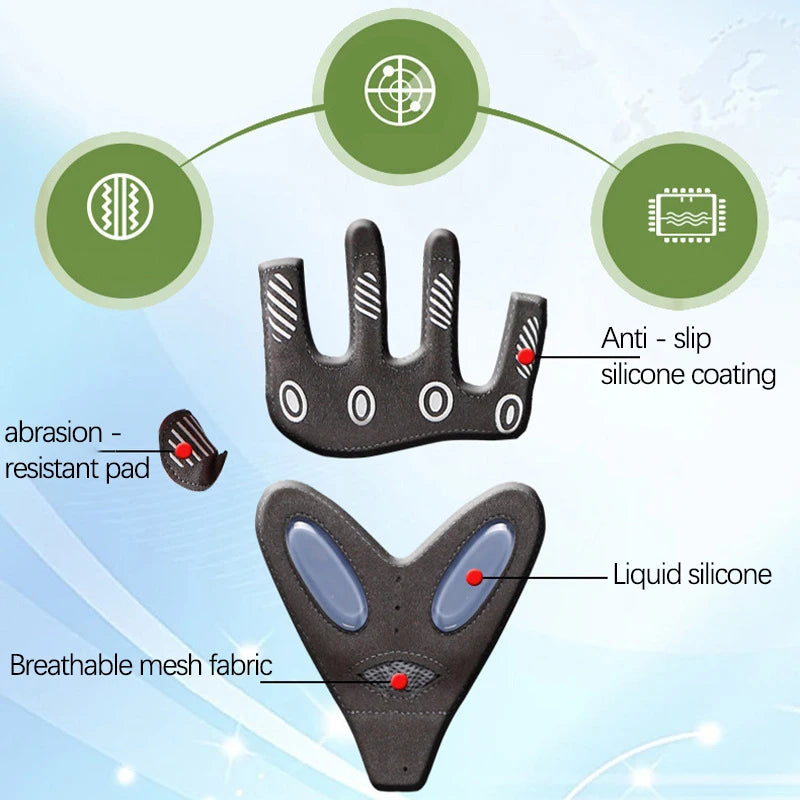 Fitness Cycling Gloves, Men Women Anti Slip Shock-Absorbing Ice Silk Gym Gloves Summer Breathable Yoga Sports Train Gloves