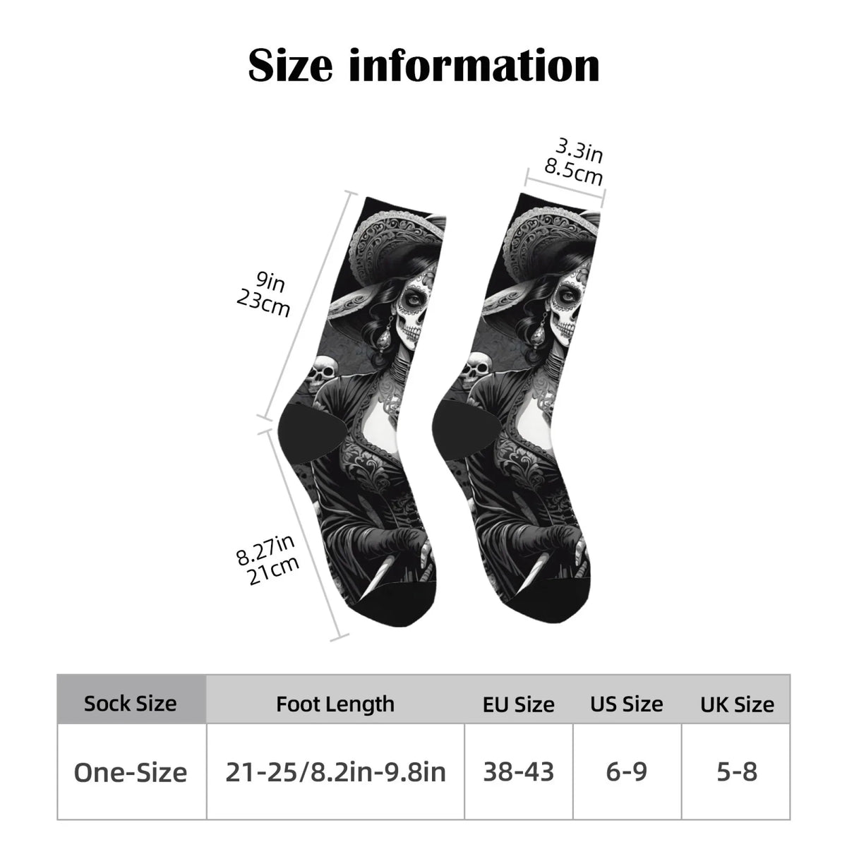 Sugar Skull Art Men's Socks Novelty Day of the Dead Theme Harajuku Retro Casual Comfortable Breathable Socks Crazy Party Gift