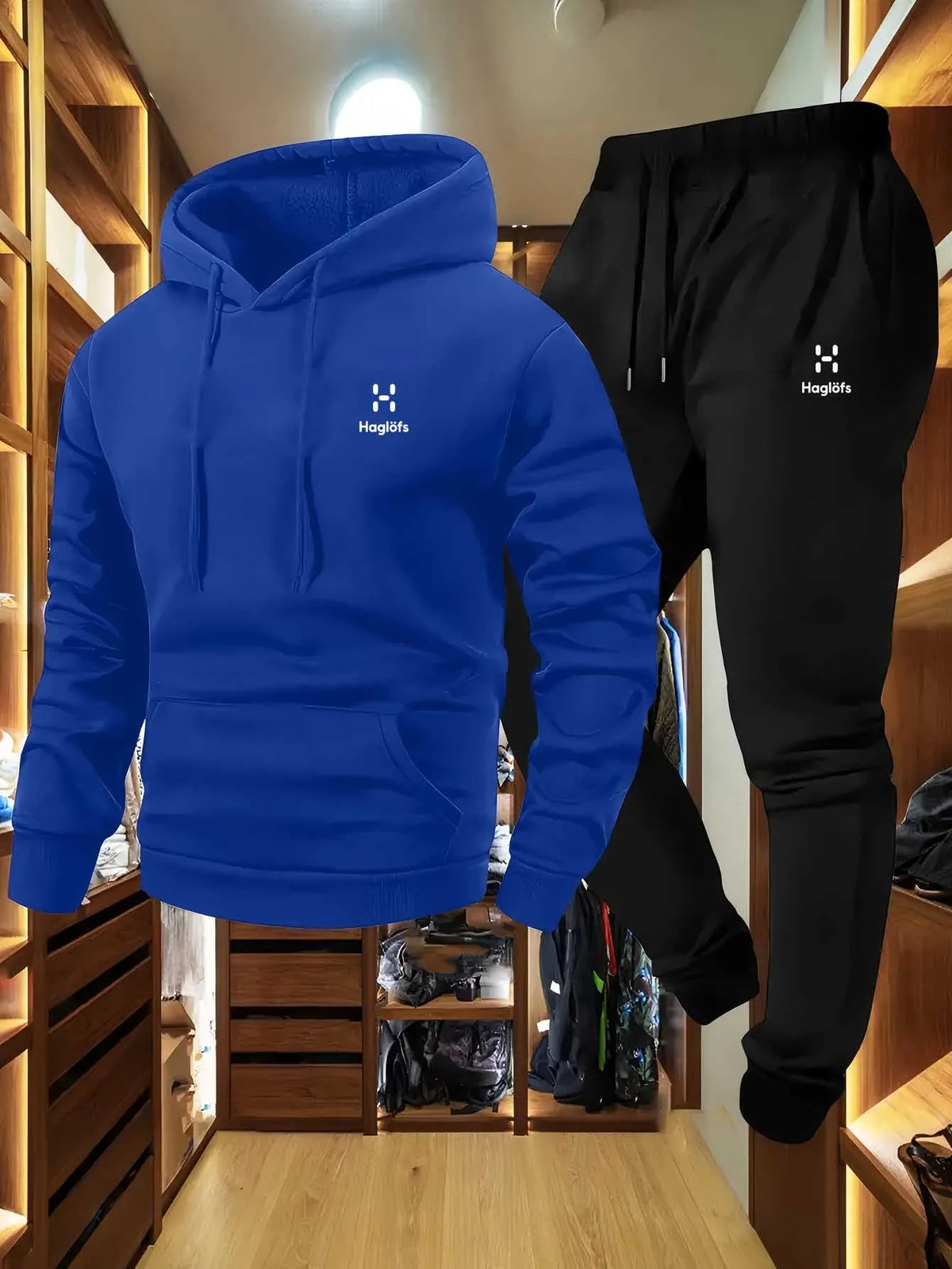 Soft Comfortable Fabric Men's Autumn Winter Casual Two-Piece Hoodie Sweatshirt Long Pants Suit with Pockets Regular Fit Outdoor