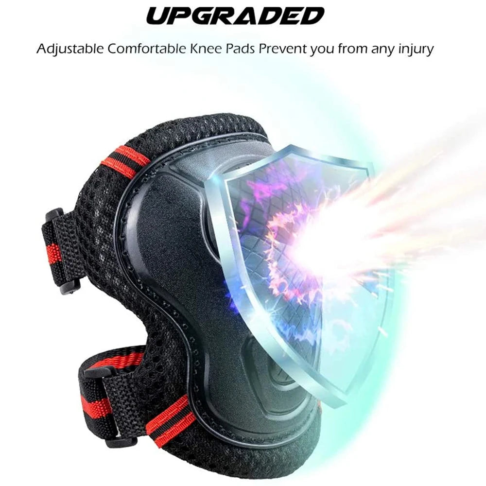 6PCS Adult/Youth Knee Pad Elbow Pads Wrist Guards Protective Gear Set for Roller Skates Cycling Skateboard Scooter Riding Sports