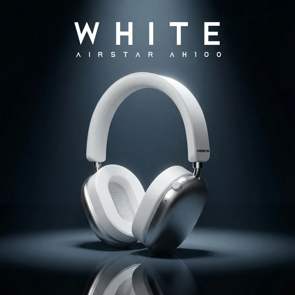 Monster AH100 ANC Over-Ear Headphone Bluetooth 6.0 -45dB Active Noise Cancelling Earphones Hifi Stereo Wire/Wireless Headset