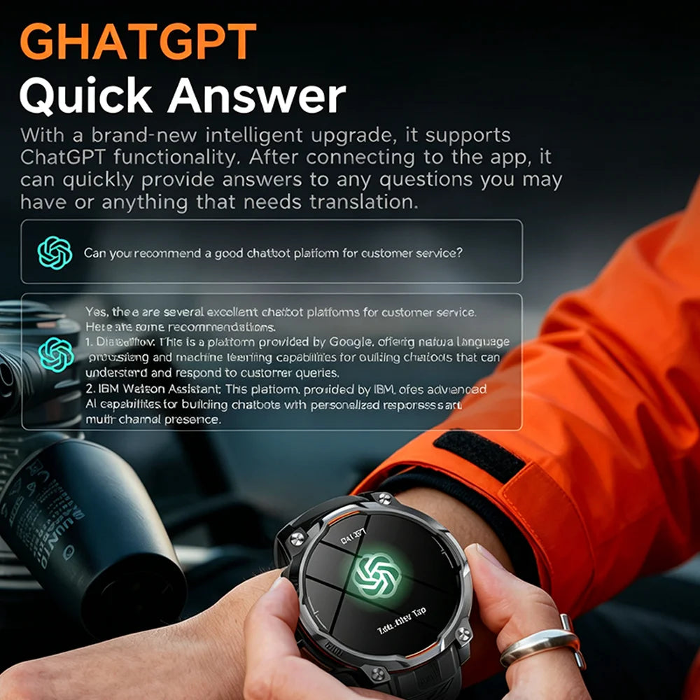 New Outdoor GPS Offline Map Smart Watch Men IPX8 Waterproof 100+ Sports LED Compass Altimeter AMOLED Bluetooth Call Smartwatch
