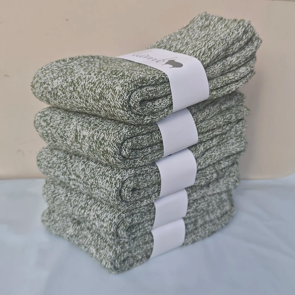 3/5 Pair Winter Men's Merino Wool Socks Super Thick Warm High Quality Harajuku Retro Snow Casual Antifreeze Cashmere Socks Men